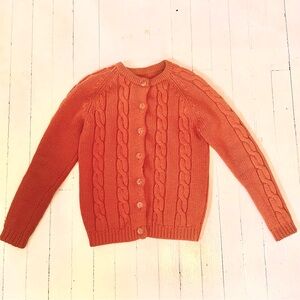 Vintage xs cable knit cardigan sweater pumpkin rust orangee